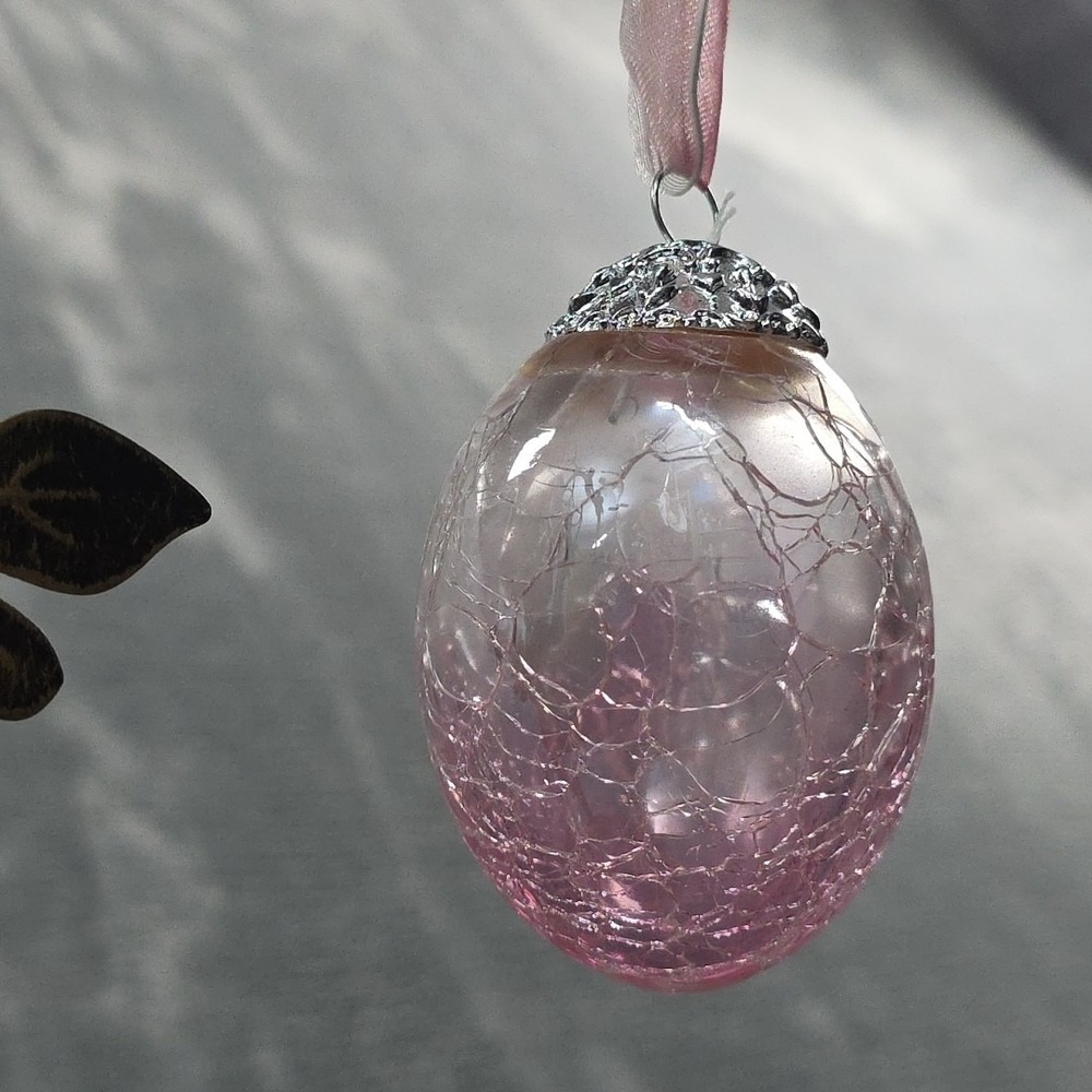 Vintage Easter Egg Crackle Iridescent‎ Glass Kugel Style - 10 - Picture 3 of 5